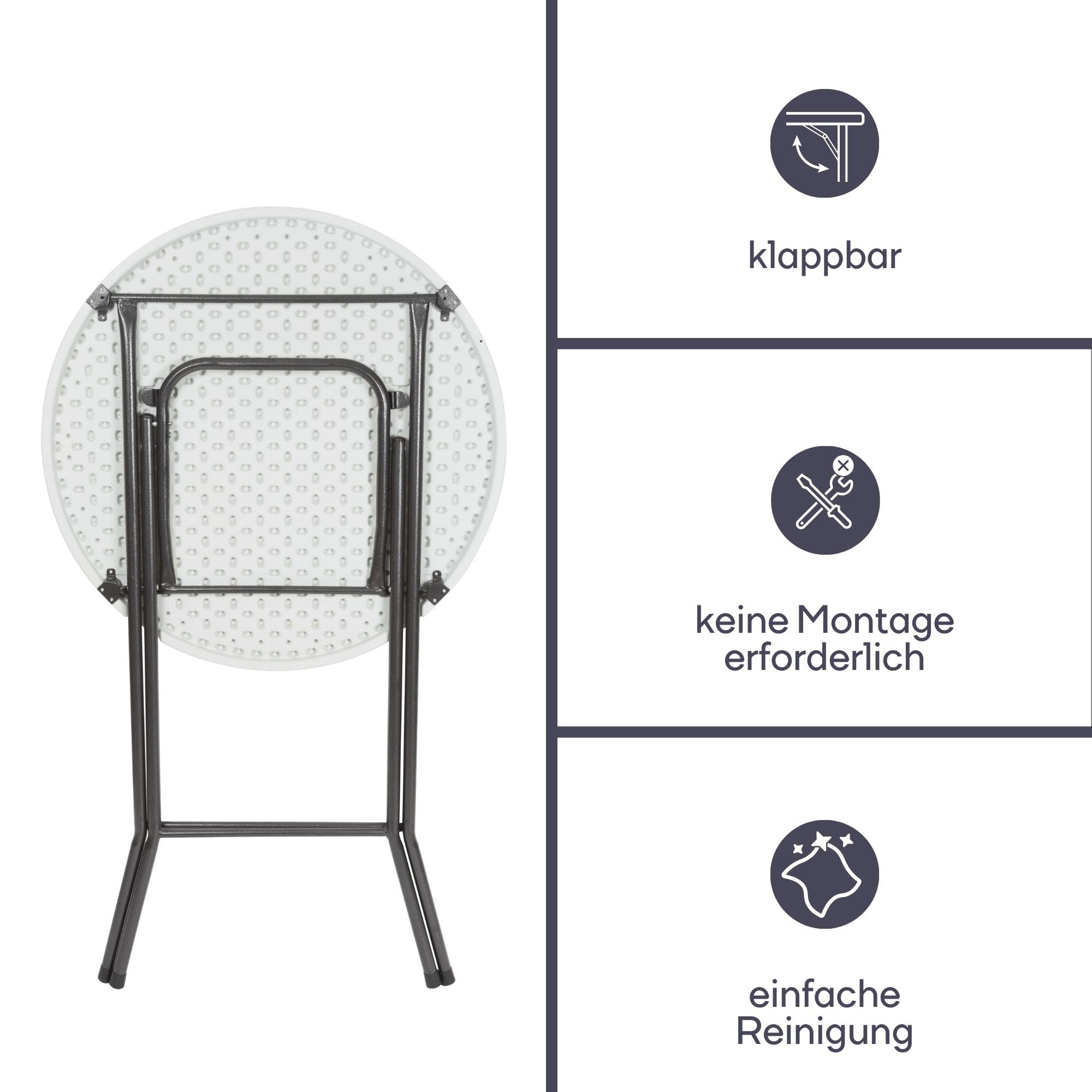 Perel Klappbarer Stehtisch, Stehtisch, Bistrotisch 80 x 110 cm, Stehtisch im Außenbereich, Garten, Terrasse, max. 100 kg, leicht und tragbar, zusätzlicher Tischplatz