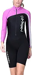 Maiô feminino DIVE&SAIL de 1,5 mm de neoprene curto, com uma peça, proteção UV, proteção contra arranhões para mergulho