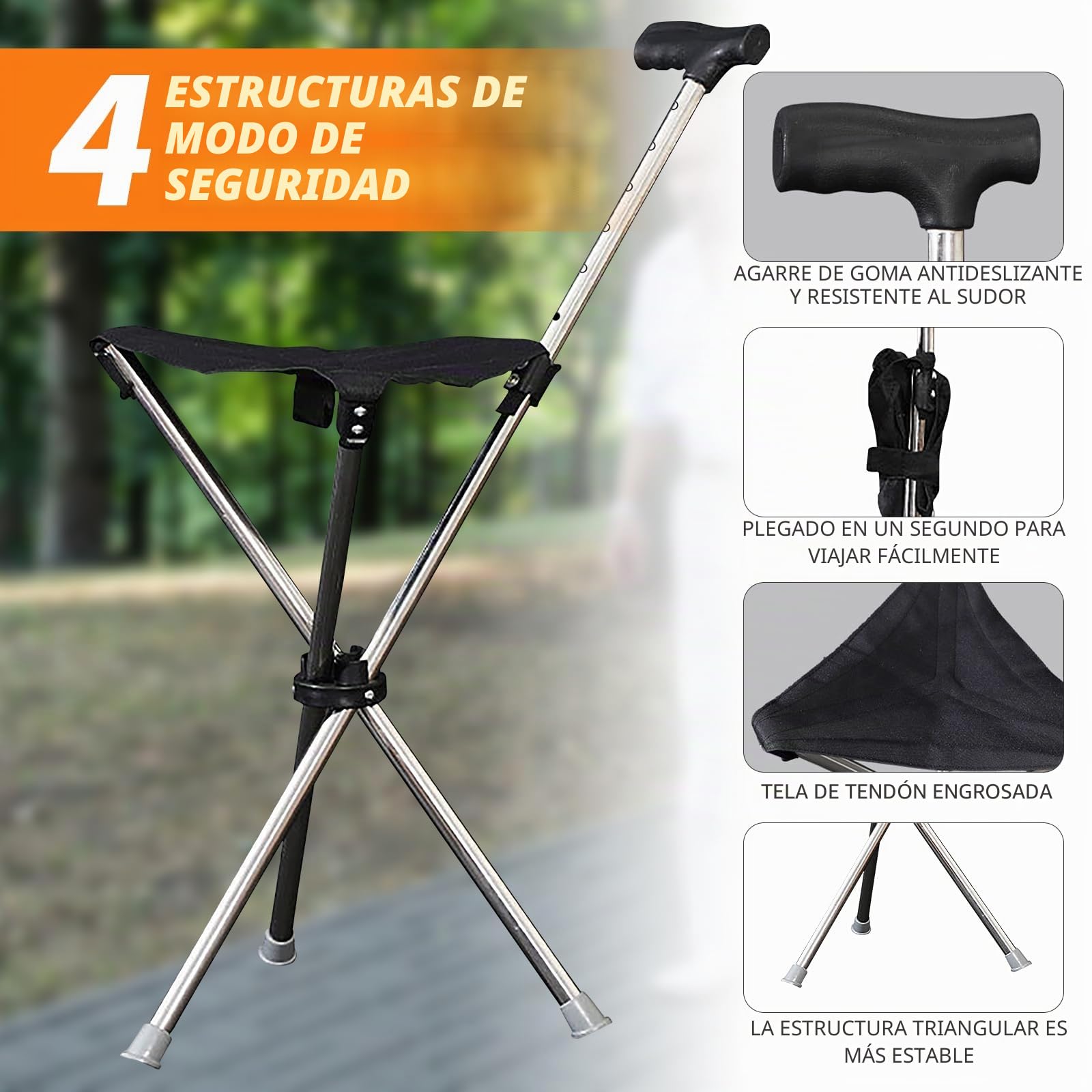 Bastón para Mayores con Silla 80-90cm de Altura Ajustable Aluminio,Engrosamiento Bastón Plegable con Asiento con Carga De 150kg,Mobility Bastones para Mayores para Caminar,Hacer Cola,Viajar