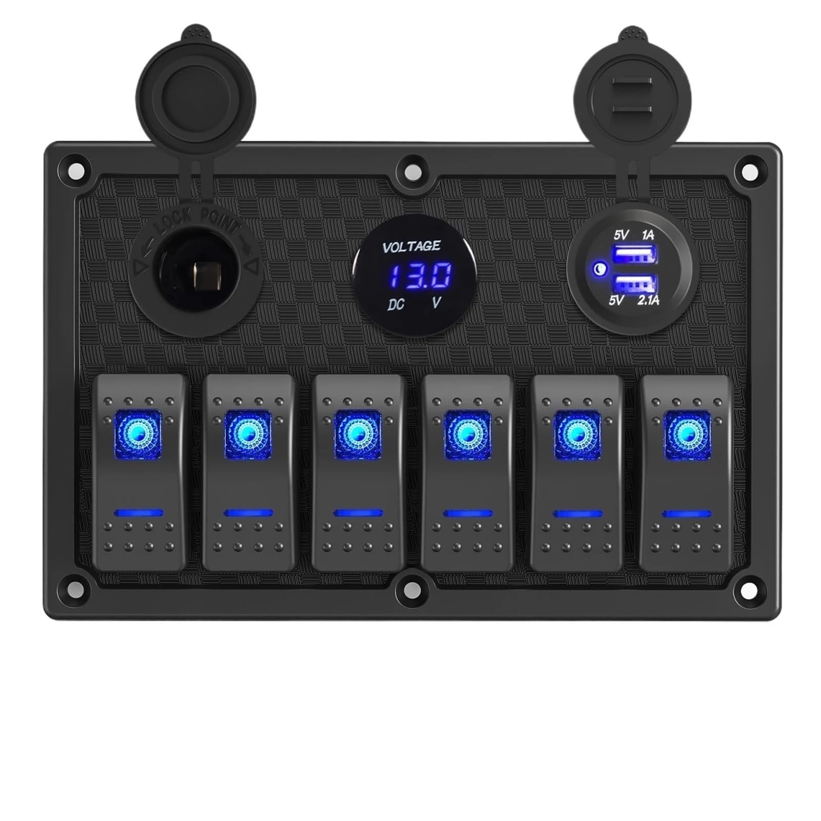 Panneau d'interrupteur à bascule 6 gangs étanche 12V 24V pour marine et bateau