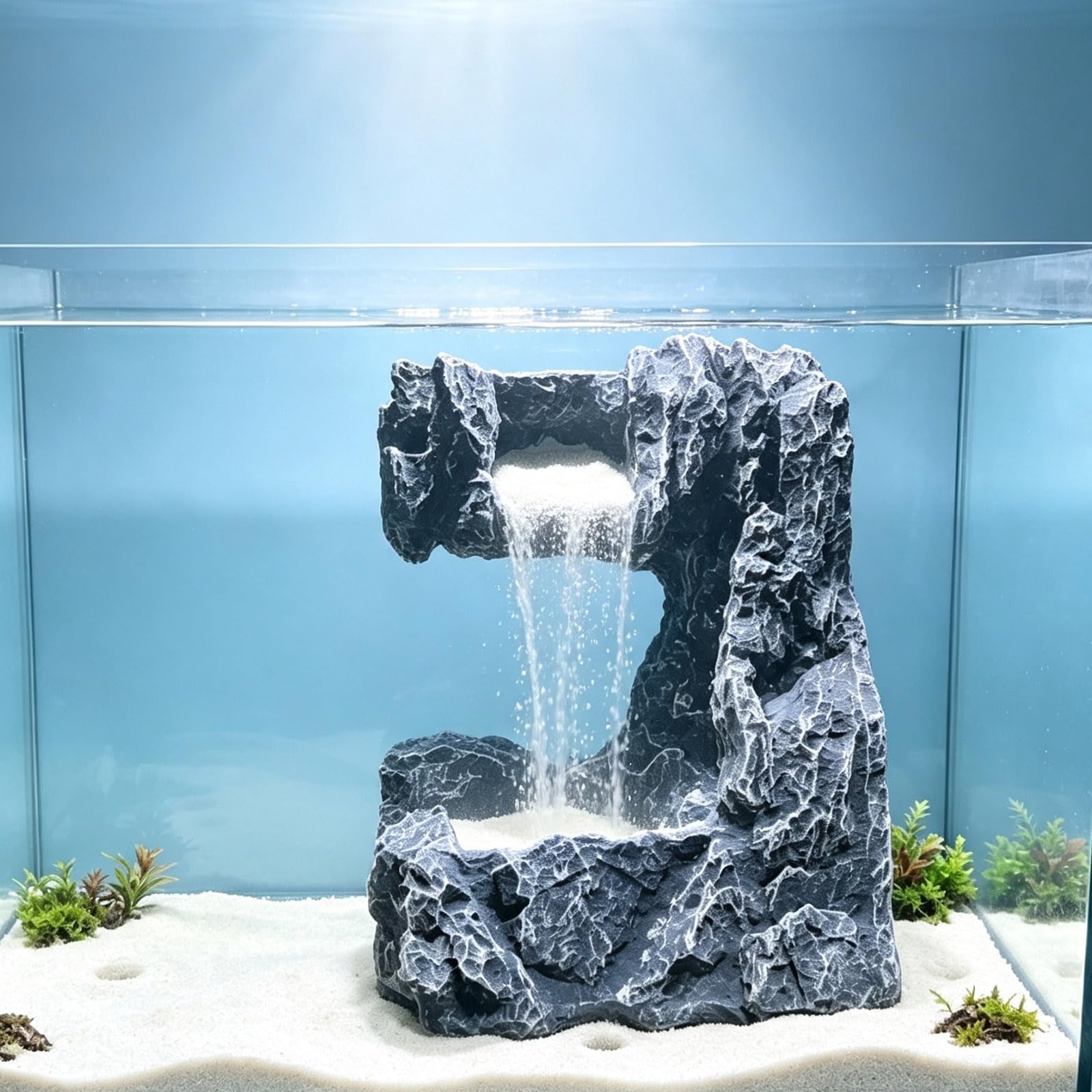 Adorno de Acuario de Roca escalonada con Canal y Lavabo, Efecto de Cascada de Que Fluye, decoración de Resina Resistente para paisajismo acuático, Paisaje subacuático, Cueva de
