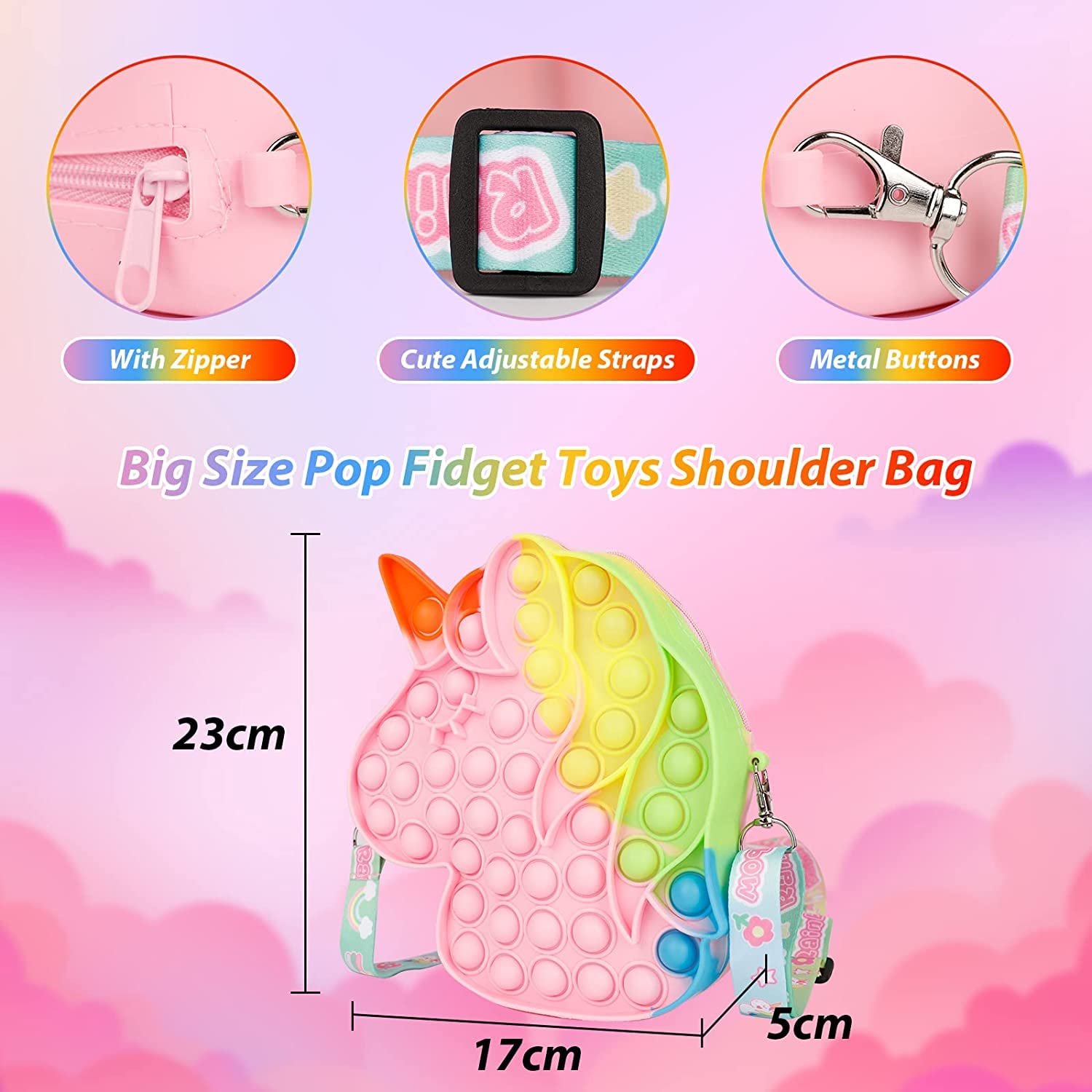 Amazon | プッシュポップバブルバッグスクイーズ玩具肩掛けバッグ