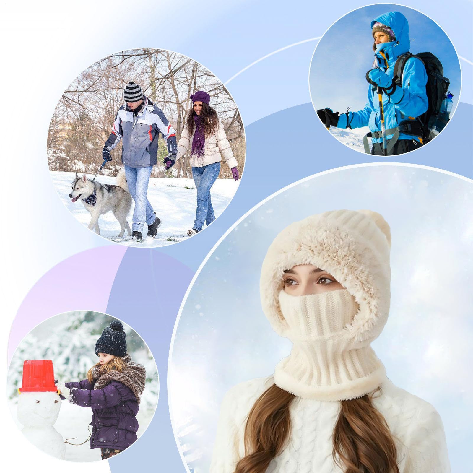 Cappello Beanie 3 In 1 Con Sciarpa E Protezione Per Il Viso Invernale Calore Antivento