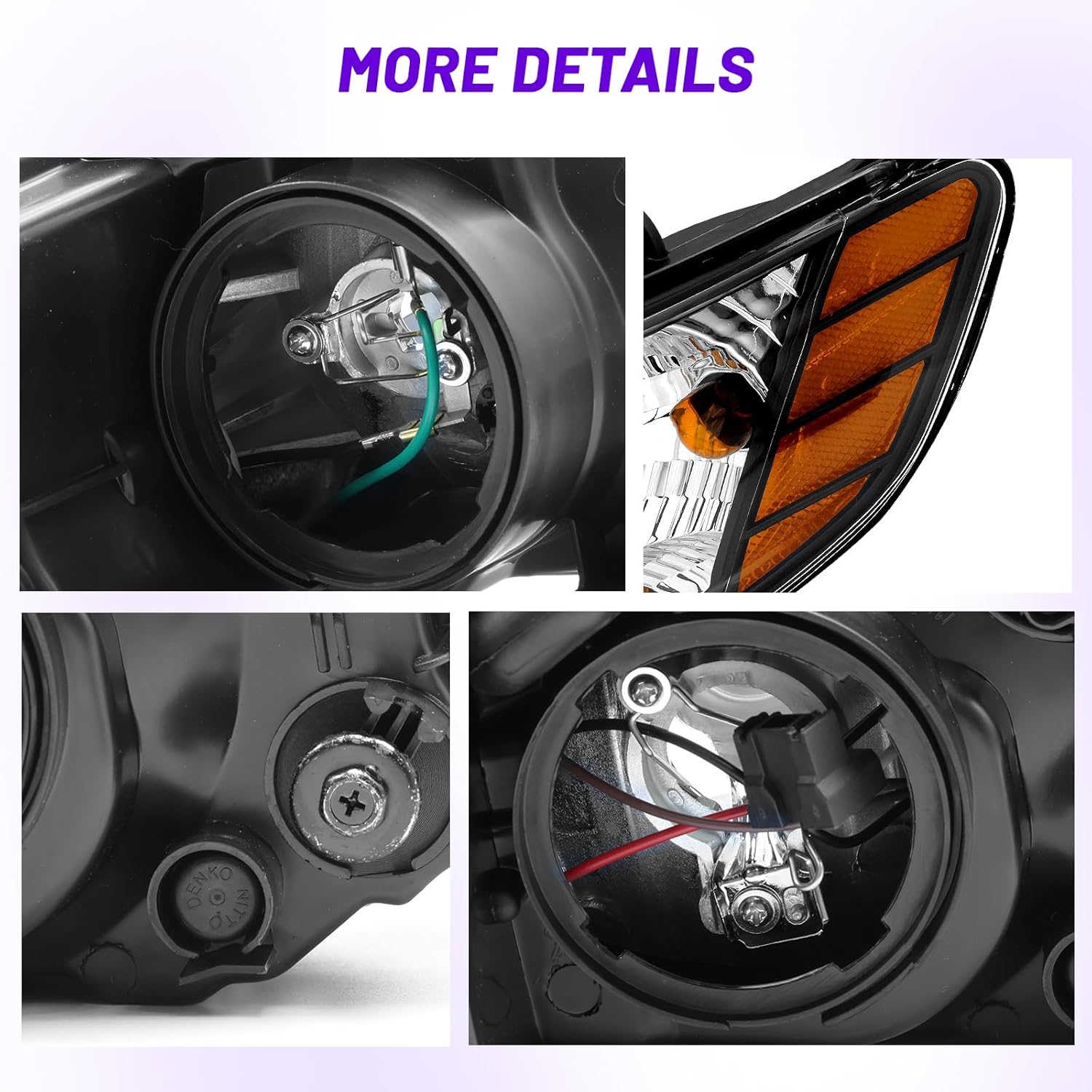 Headlights Assembly Compatible with 2010-2013 Kia Forte/Koup LX EX SX Clear Lens Black Housing Amber Reflector, Passenger and Driver Side
