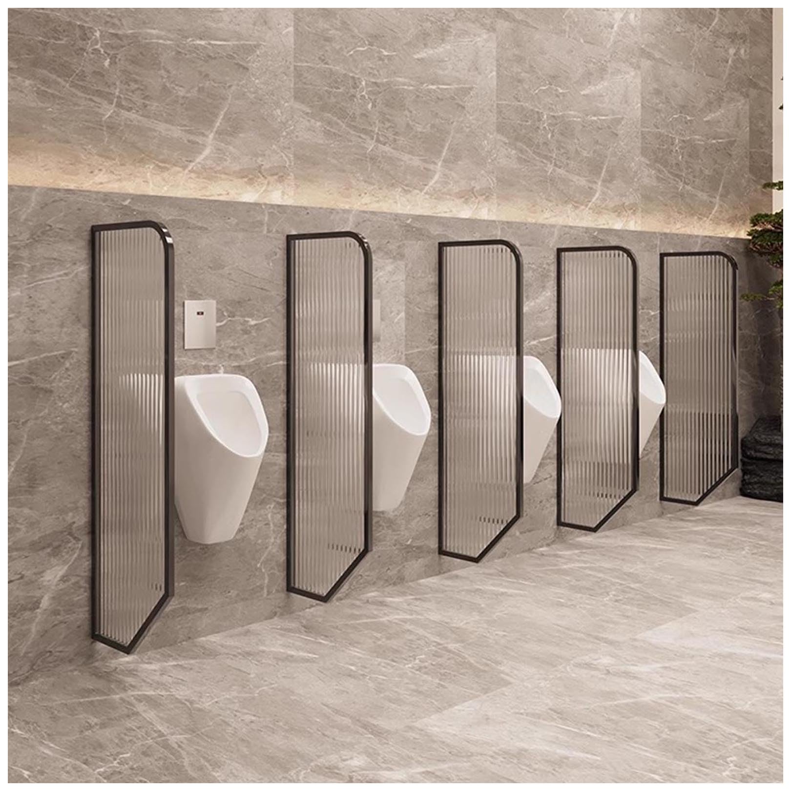 BKSXSOP Wall-Mounted Urinal Partition Divider - 5 Pcs Tempered Glass Privacy Screen for Public Toilets, Men‘s Protection Baffle Hotels, Schools, Restrooms, Black
