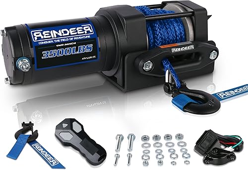 Miniatura 16 de REINDEER Nuevo cabrestante de 12 V, capacidad de carga de 4500 libras, kit de cabrestante eléctrico, cuerda sintética con Hawse Fairlead impermeable