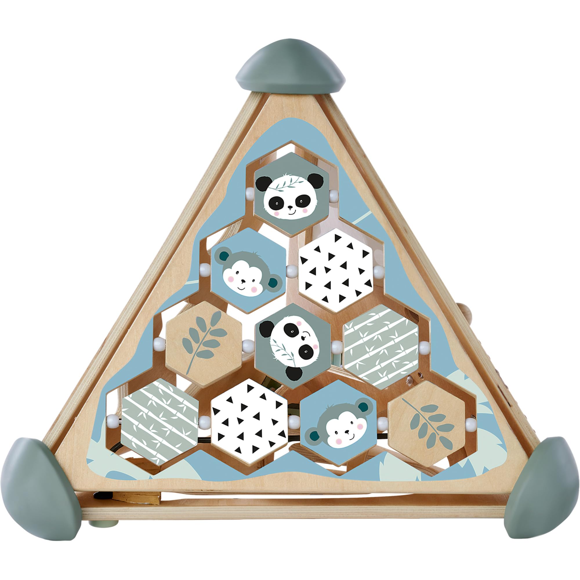 Eichhorn 100003812, Spielcenter Pyramide mit Kugelbahn, Musikfunktion und Steck, sowie Memospiel, 16-TLG., 33x33x38 cm, fördert Feinmotorik und Koordination, aus Birkenholz, ab 1 Jahr
