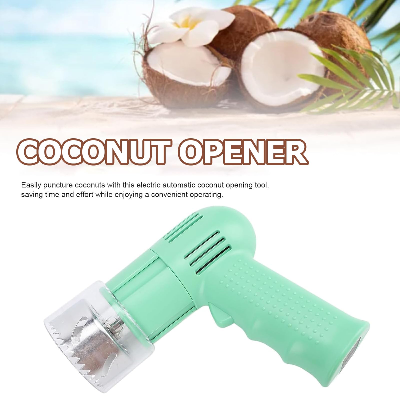 Abridor automático de coco, herramienta eléctrica recargable para agujeros de coco maduro, abridor fácil de acero inoxidable para puestos, tiendas de frutas, supermercados