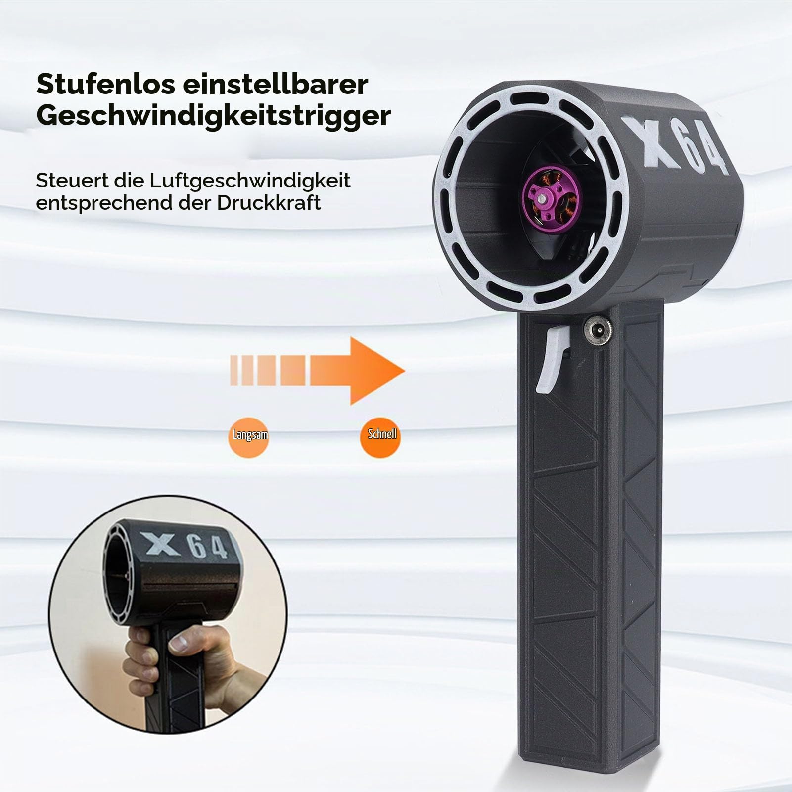 Auto-Gebläse, X64 Thunder Jet Dry, 8000 MAh Auto-Gebläse Zum Trocknen, 11-Blatt-Mini-Turbo-Lüfter, 64-mm-Luftgebläse mit Bürstenlosem Motor, Starker Gebläsetrockner, Elektrischer