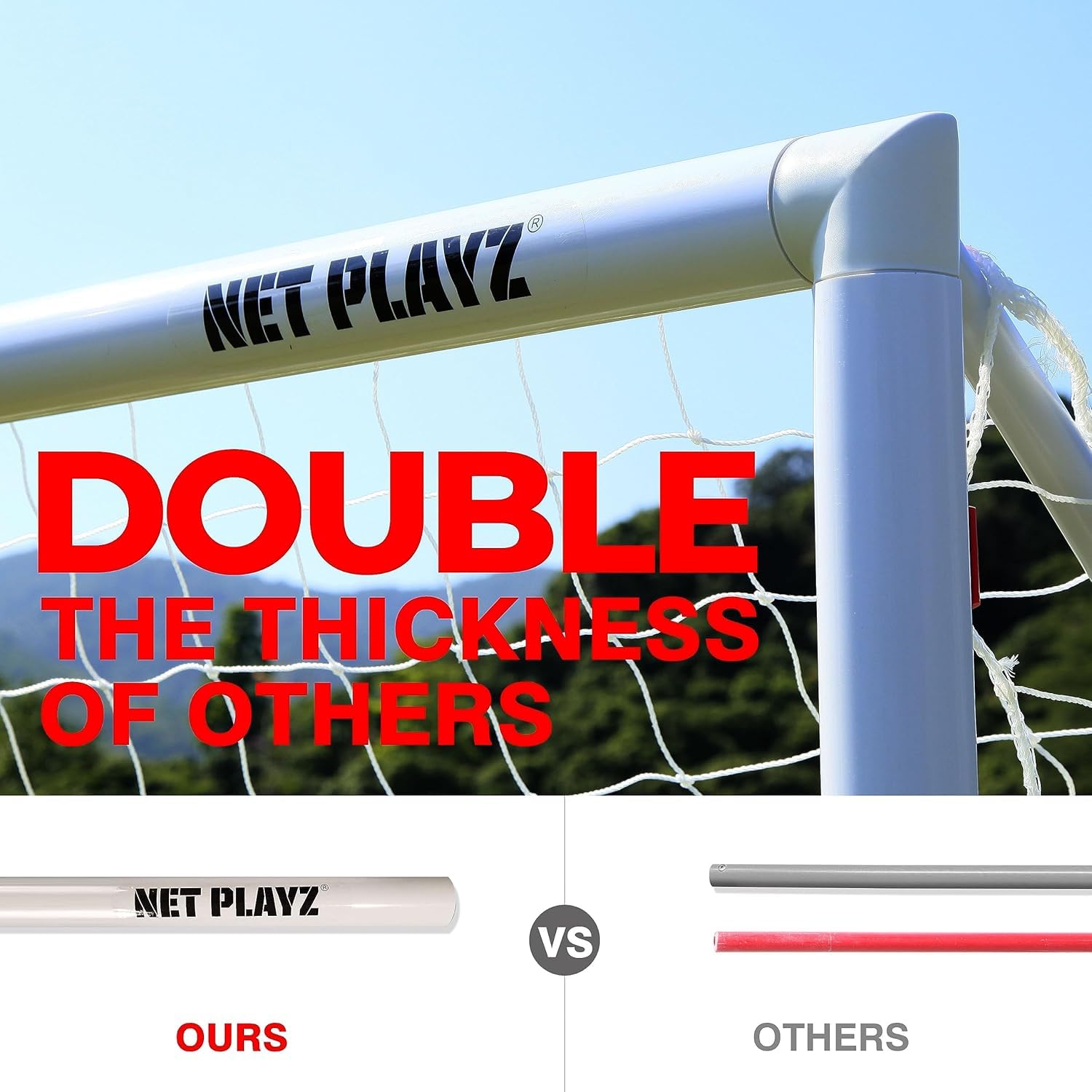 NET Playz Fußballtore für den Garten, hochfestes, schnell aufstellbares Fußballtornetz – 3,8 m x 1,90 m – wetterfest, Fußballgeschenke für alle Altersgruppen