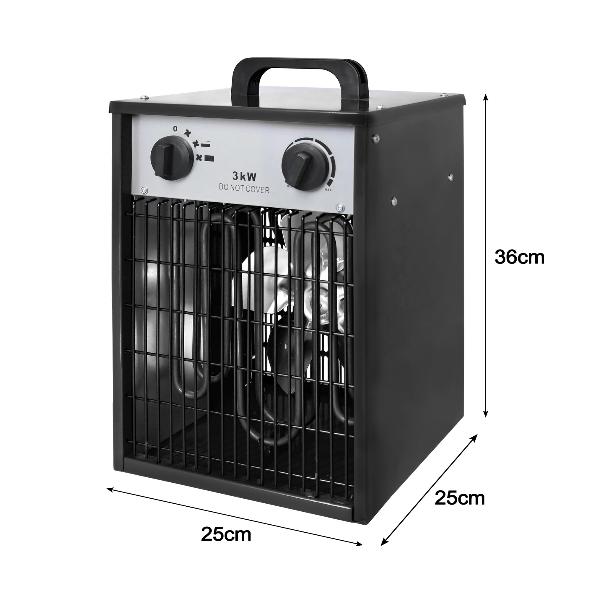 XMTECH Grzejnik budowlany 3 kW 220-240 V, grzejnik elektryczny, 3 stopnie