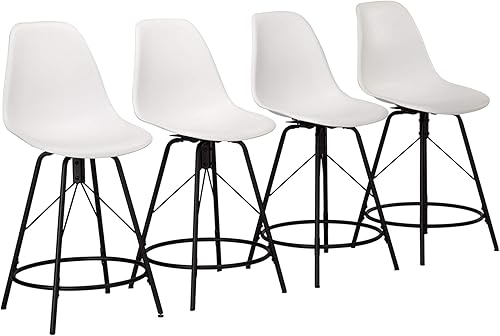 Miniatura 19 de Alunaune Juego de 4 taburetes de bar giratorios modernos de 30 pulgadas, taburetes de barra de mediados de siglo con respaldo sin brazos y sillas de