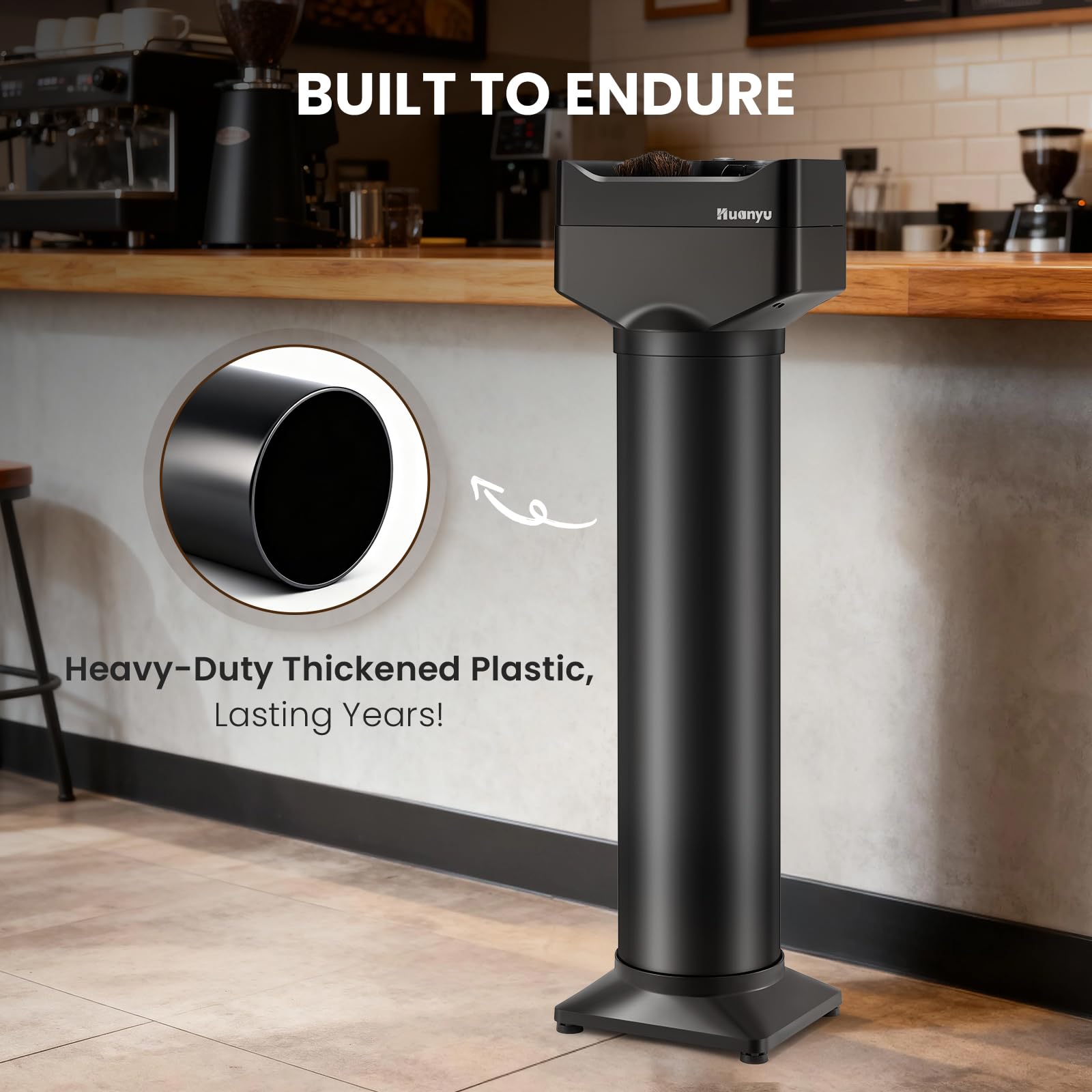 Huanyu Pulitore elettrico per filtro portafiltro da 16 l, grande capacità con 2 testine e 3 raschietti per filtri portafiltro da 58 mm/51 mm, verticale per uso commerciale, macchina automatica per la