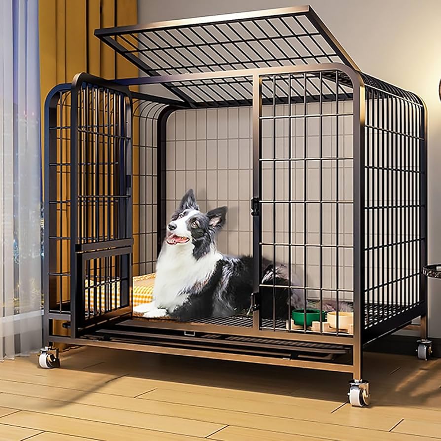 中型犬用ブラウン金属ケージ Amazon.co.jp: 小型および中型犬用の強化犬 ゲージ、金属角