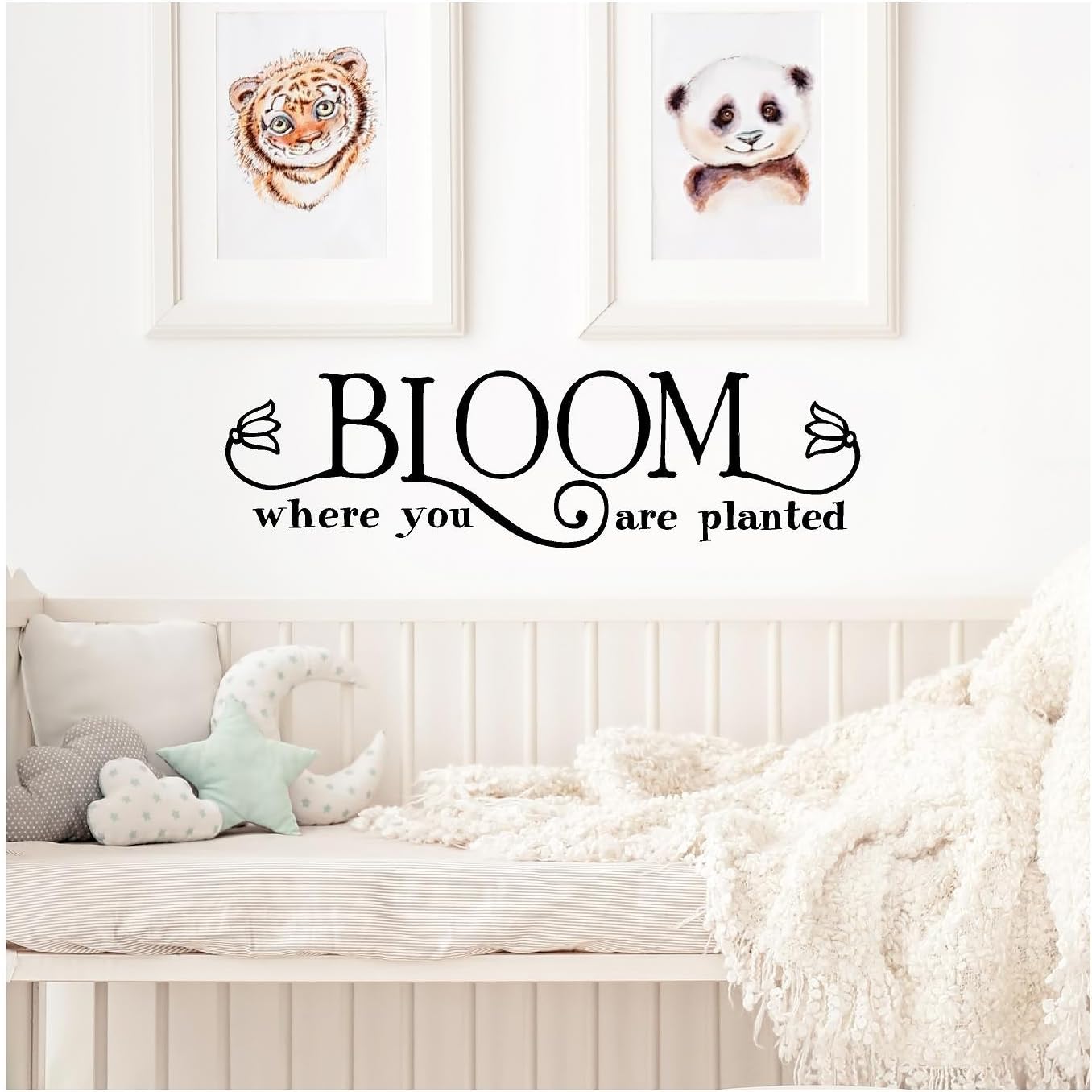 Bloom Where You Are Planted Vinyl Lettering Wall Sayings Decal Sticker (Black, 10H x 36L)