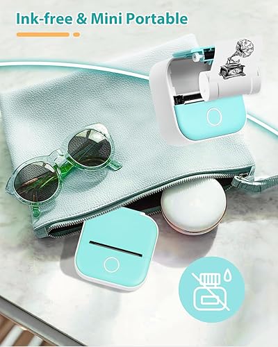 Miniatura 7 de COLORWING T02 Impresora térmica de calcomanías con 3 rollos de papel adhesivo, mini impresora de cápsulas de impresión, impresora inalámbrica sin