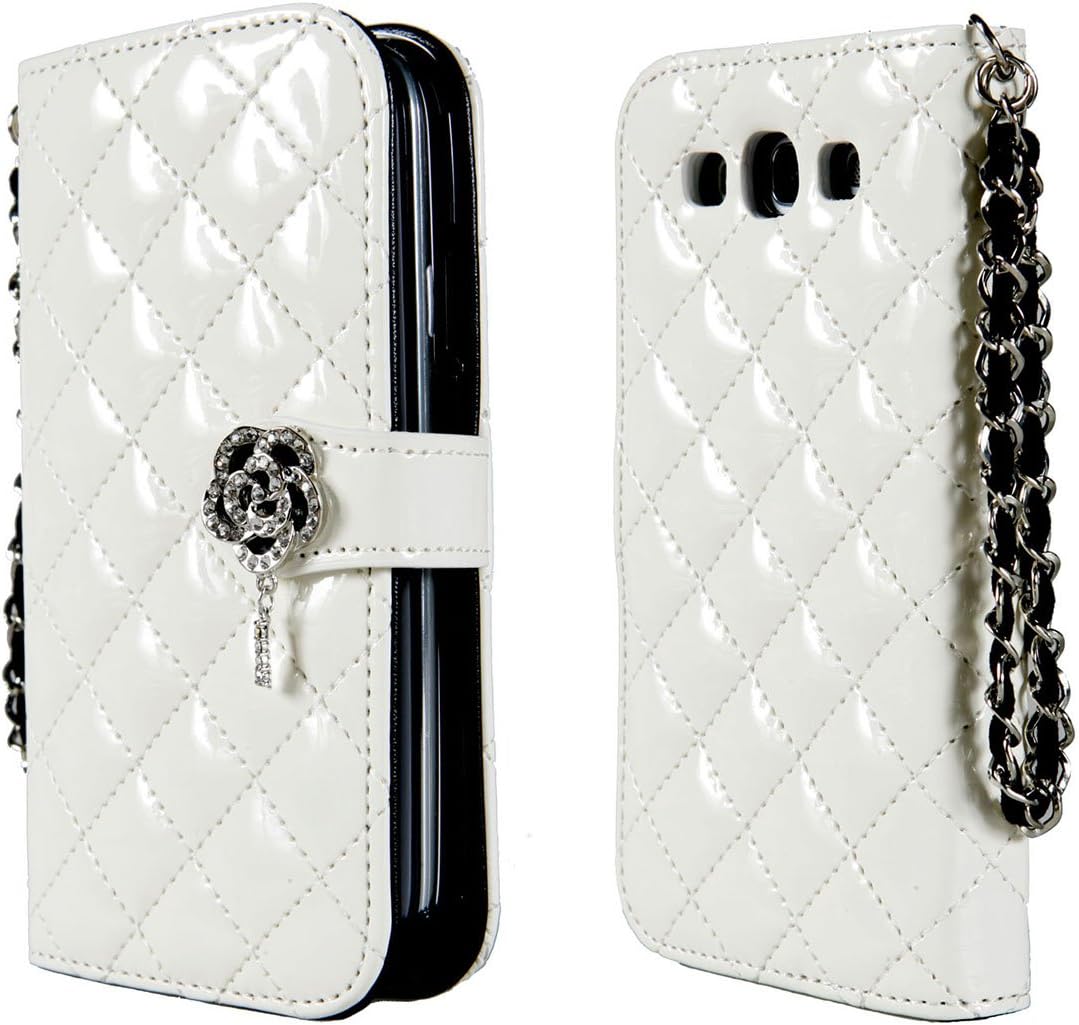 iHand Diamond Quilted Fashion Wallet Case with Bling for Samsung Galaxy Note 3 III [Retail Package] - Ivory