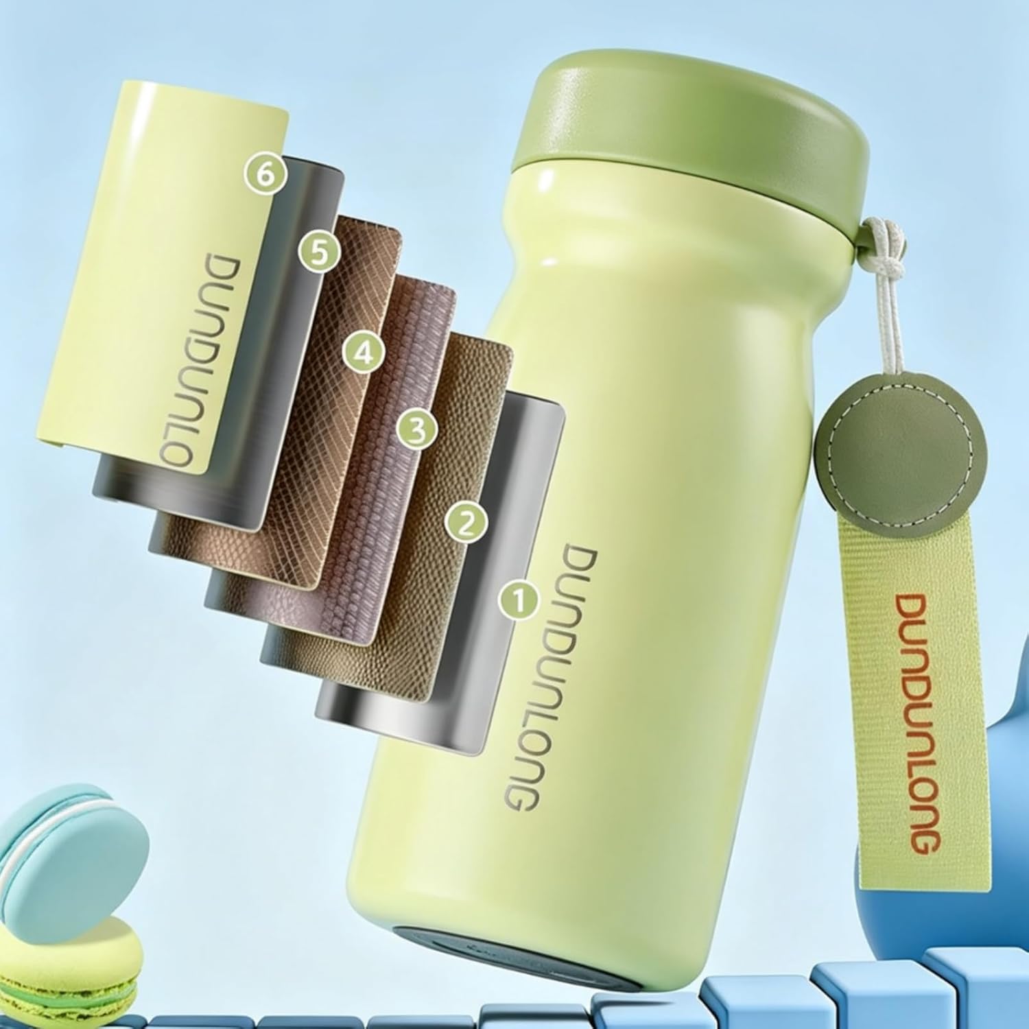 10.8oz Coffee Flask, Insulated Bottle, Travel Tumbler With Lanyard