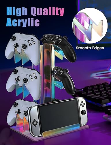 Miniatura 3 de NiHome Iridescent Acrylic 3-Tier Game Controller Holder Headset Stand for PS5 Xbox ONE, Universal Game Controller Organizer Stand Anti-Slip Stable