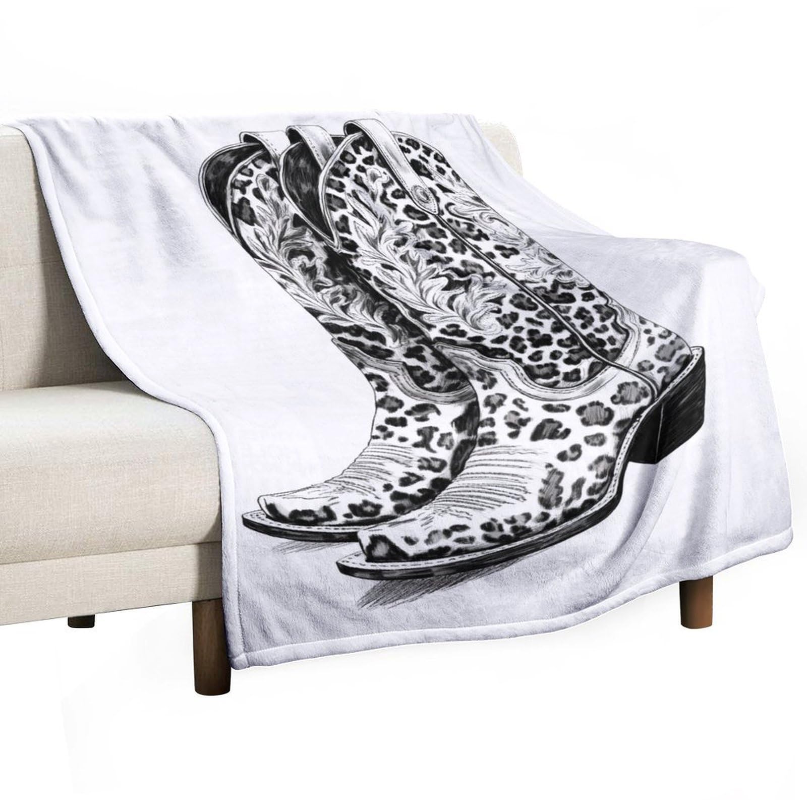 Couverture bottes de cowgirl léopard pour réchauffer vos soirées