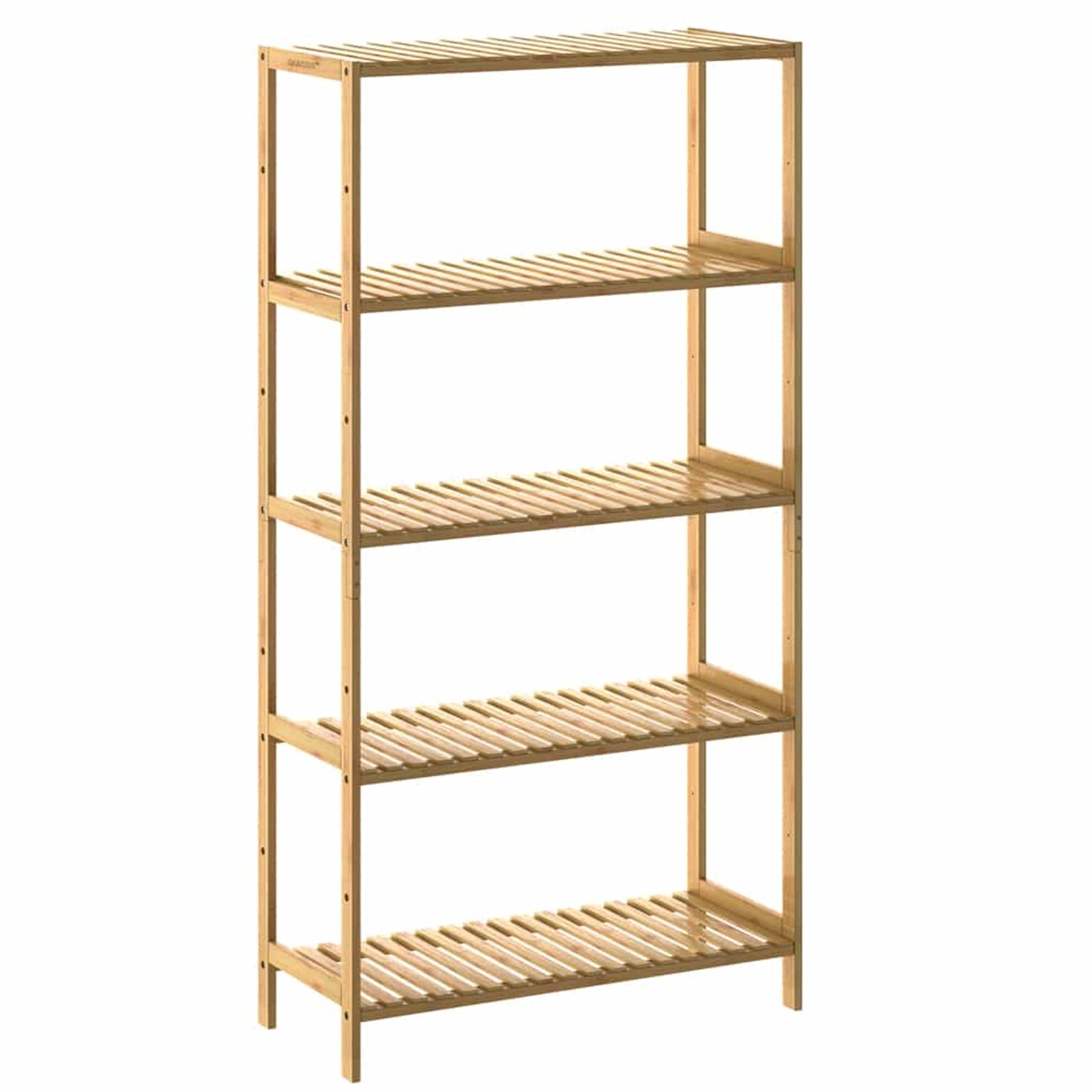 Casaria Étagère de Rangement en Bambou 130x60x26 cm 5 Niveaux réglables en Hauteur Charge Max. 50 kg