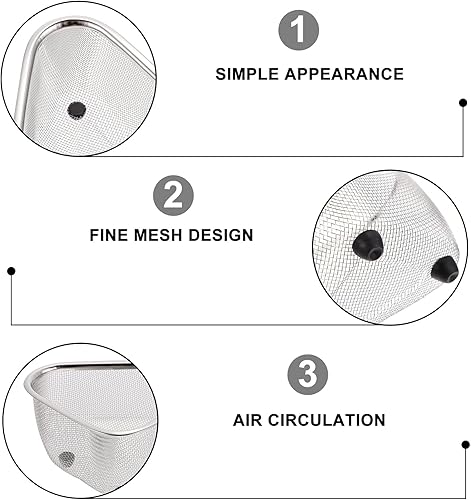 Miniatura 3 de DOITOOL Colador de acero inoxidable con forma de triángulo de malla cesta colador de cocina cestas de drenaje para frutas limpieza de verduras