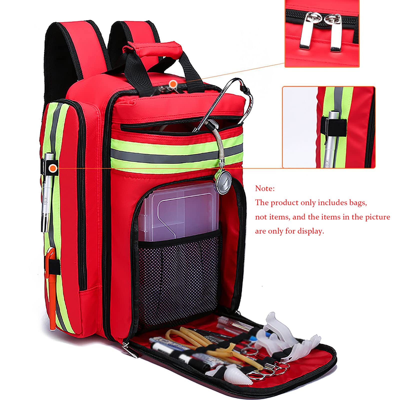 Bolsa de primeros auxilios vacía, bolsa de suministros profesionales, bolsa de botiquín de primeros auxilios con divisores internos para enfermeras de atención médica a domicilio, atención comunitaria