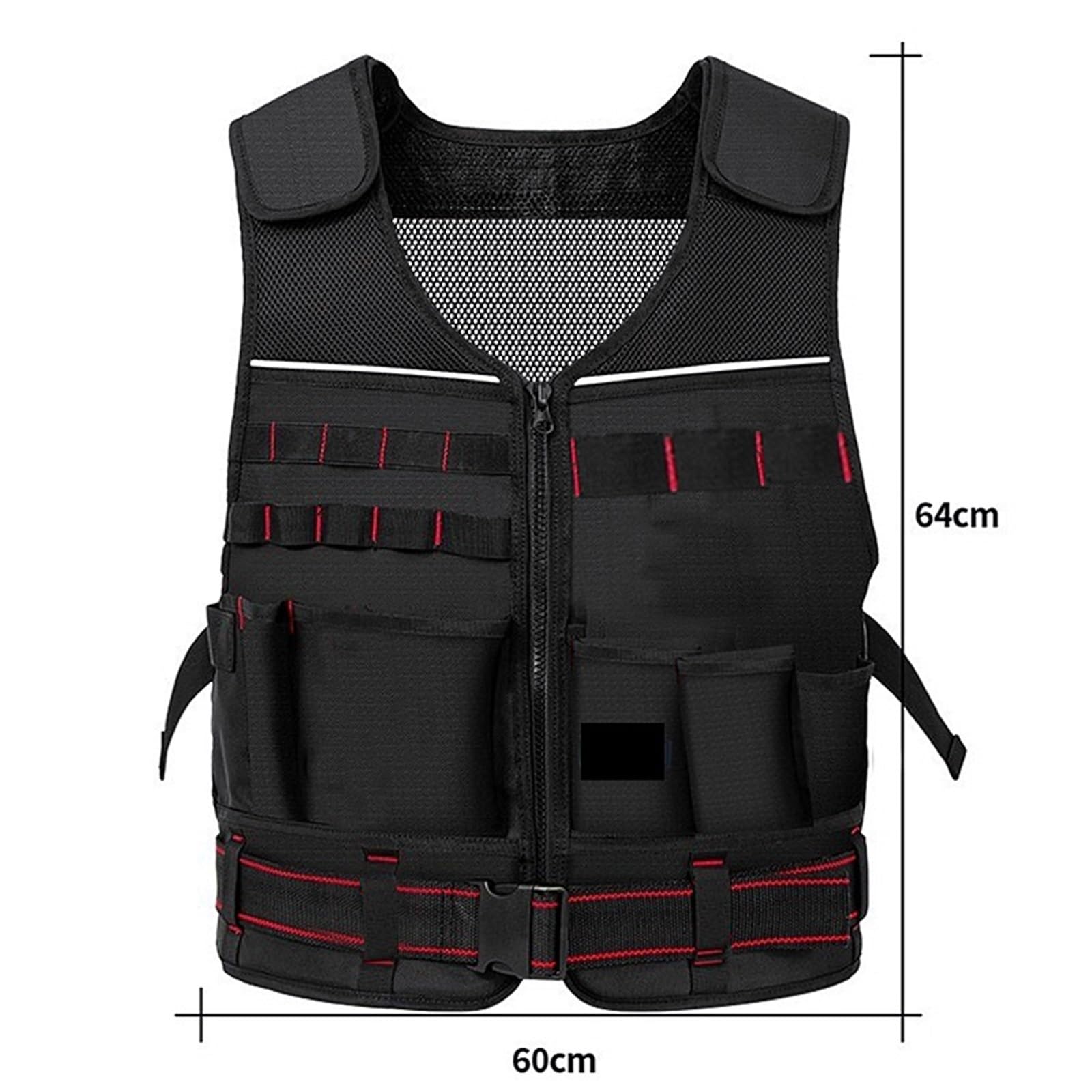 Chaleco de Herramientas Durable Heavy Construction Vest With Tool Pouch Adjustable Tactical Work Multipocket Utility Safety