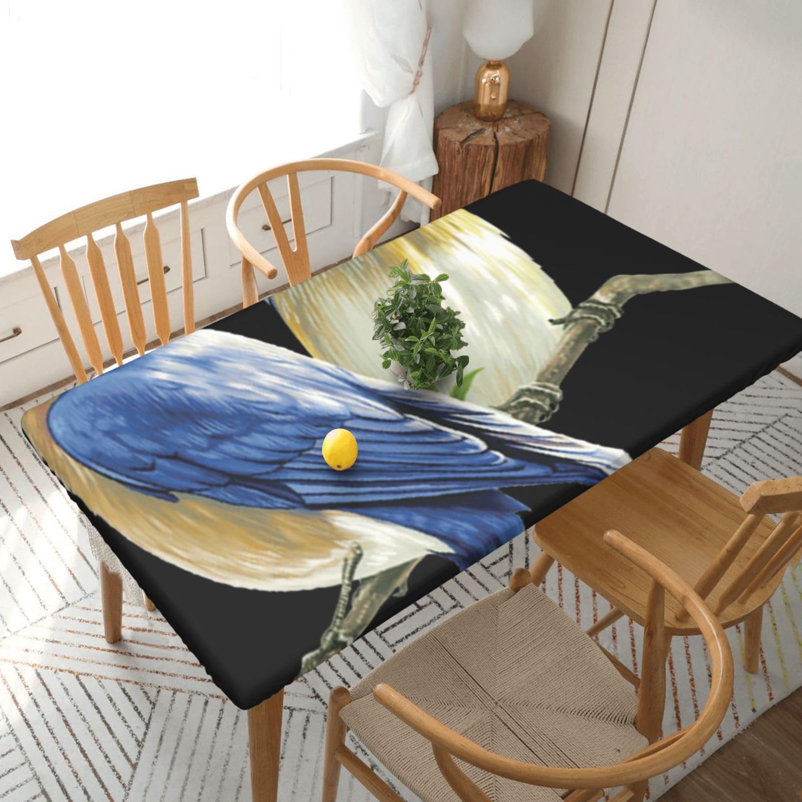 BNVSADC two birds Printed 5FT Tablecloth Polyester Kitchen Water Resistant Table Cloth Dining Table Decoration Table Covers, 152x76 CM