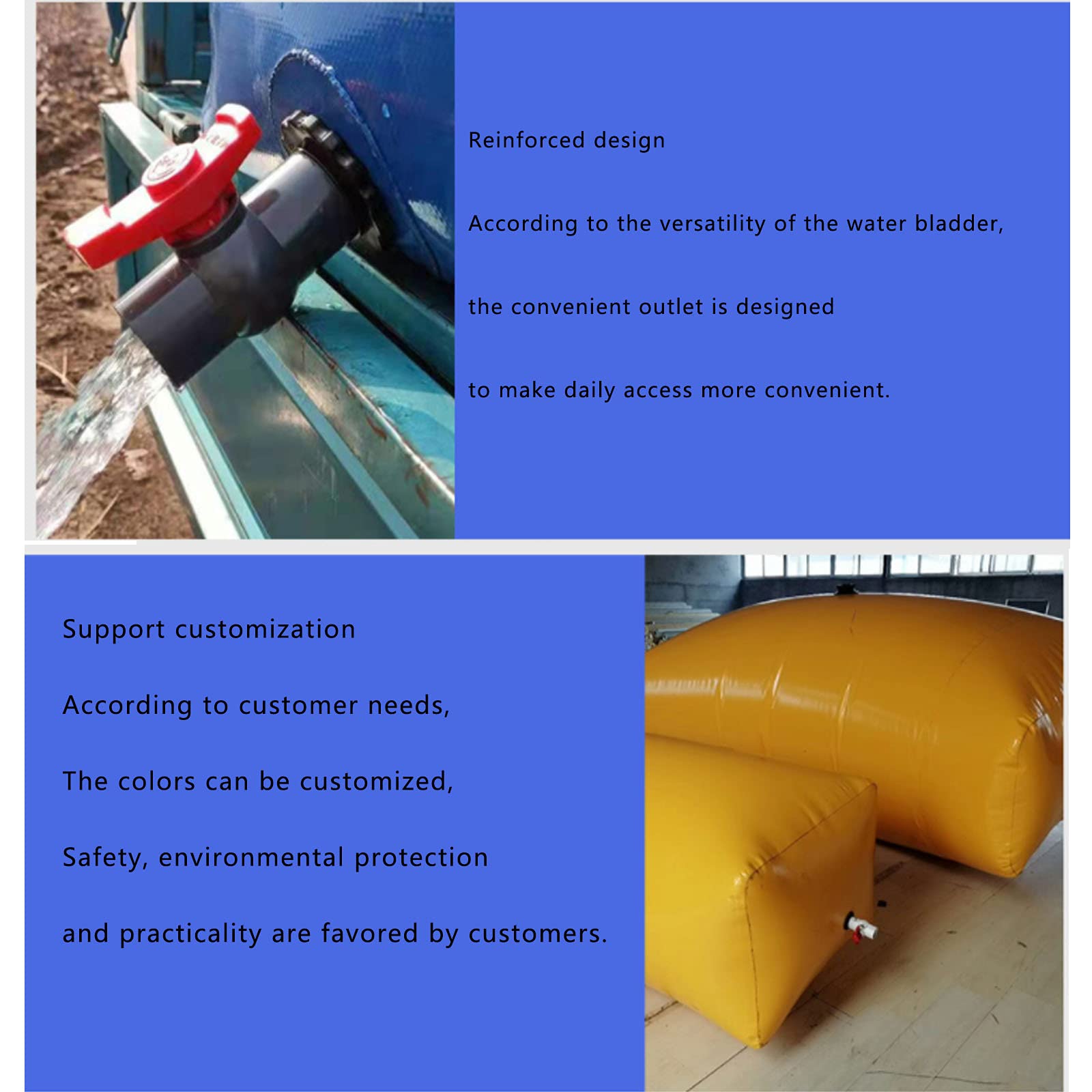 Sacca d'Acqua Pieghevole Serbatoio d'Acqua di Emergenza Mobile Portatile per Esterni PVC antigoccia Resistente all'Usura per la Pesca in Campeggio, 1000L,1000L