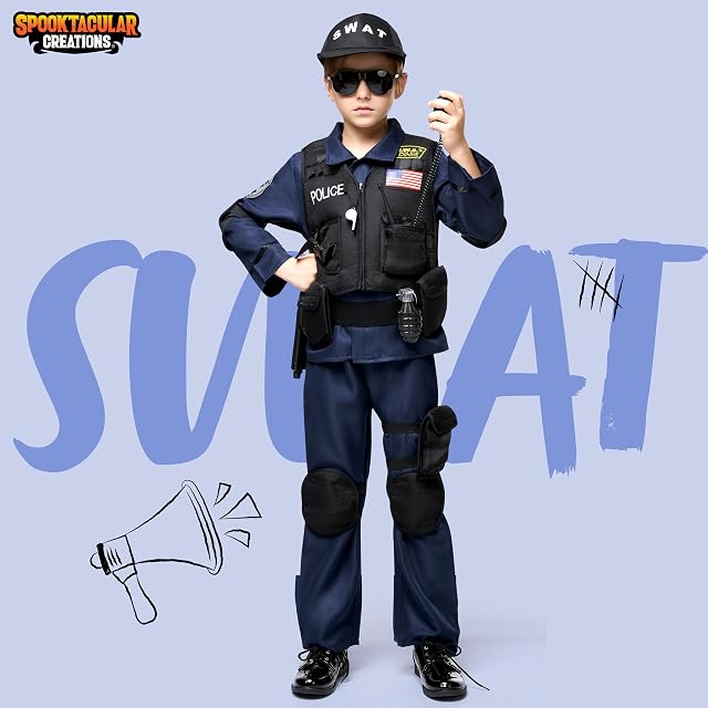 Foto 2 de 8 de Spooktacular Creations Disfraz de Swat Unisex Unisex (medio (8-10 años))