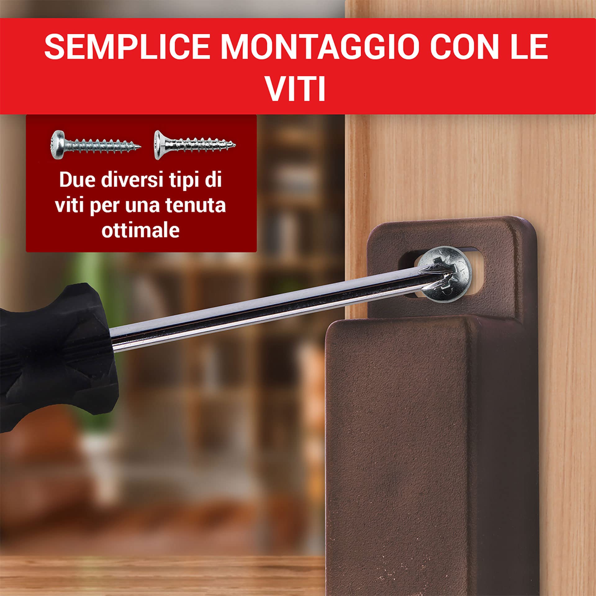 LouMaxx Chiusura Magnetica extra forte - Forza di Tenuta 13kg - Set di 2 Pezzi in Marrone - Magnete per Porte – Calamita Magnetica - Chiusura Magnetica per Armadi