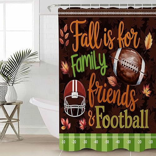 Miniatura 5 de Juego de baño de Acción de Gracias con accesorios para cortina de ducha, cortina de 36 x 72 pulgadas de largo con alfombra de baño grande, lavable