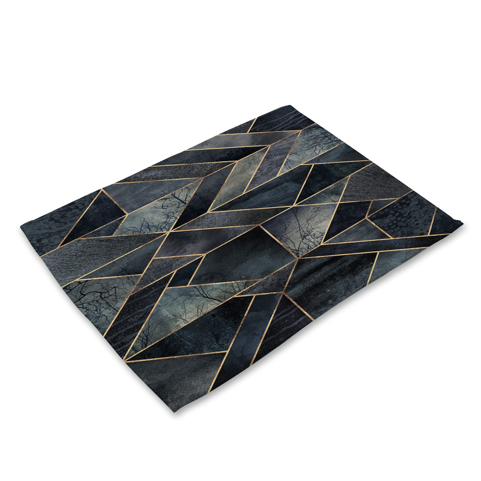 Manteles Individuales Azul Gris Dorado Mantel Individual Algodón y Lino Lavable Salvamanteles Individuales Resistente al Calor Bajoplatos Individuales Mesa Tapetes para Mesa 30x45cm 8 Pcs