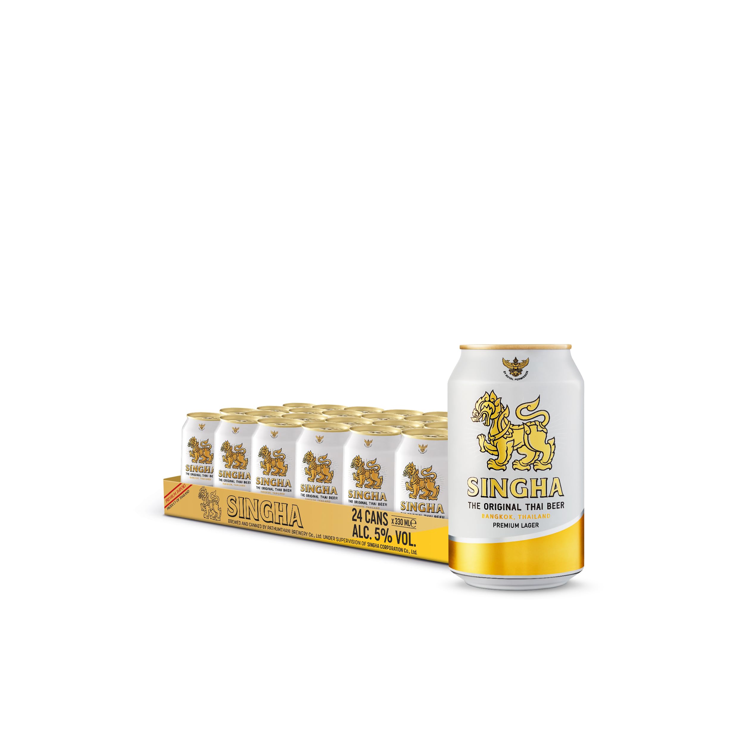 SINGHA Thailändisches Bier, Premium Lagerbier, Dosenbier, 5% volume (24 x 0,33l)