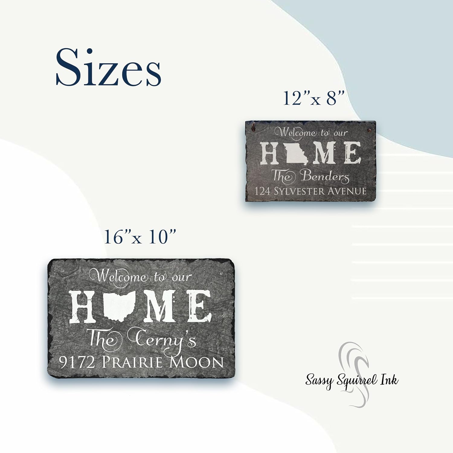 Ink Personalized Slate Stone Address Plaque - "Welcome to our Home" Custom Family Names Sign - Personalized Wall Decor - Customizable Welcome Home Address Plaque (12"x8")