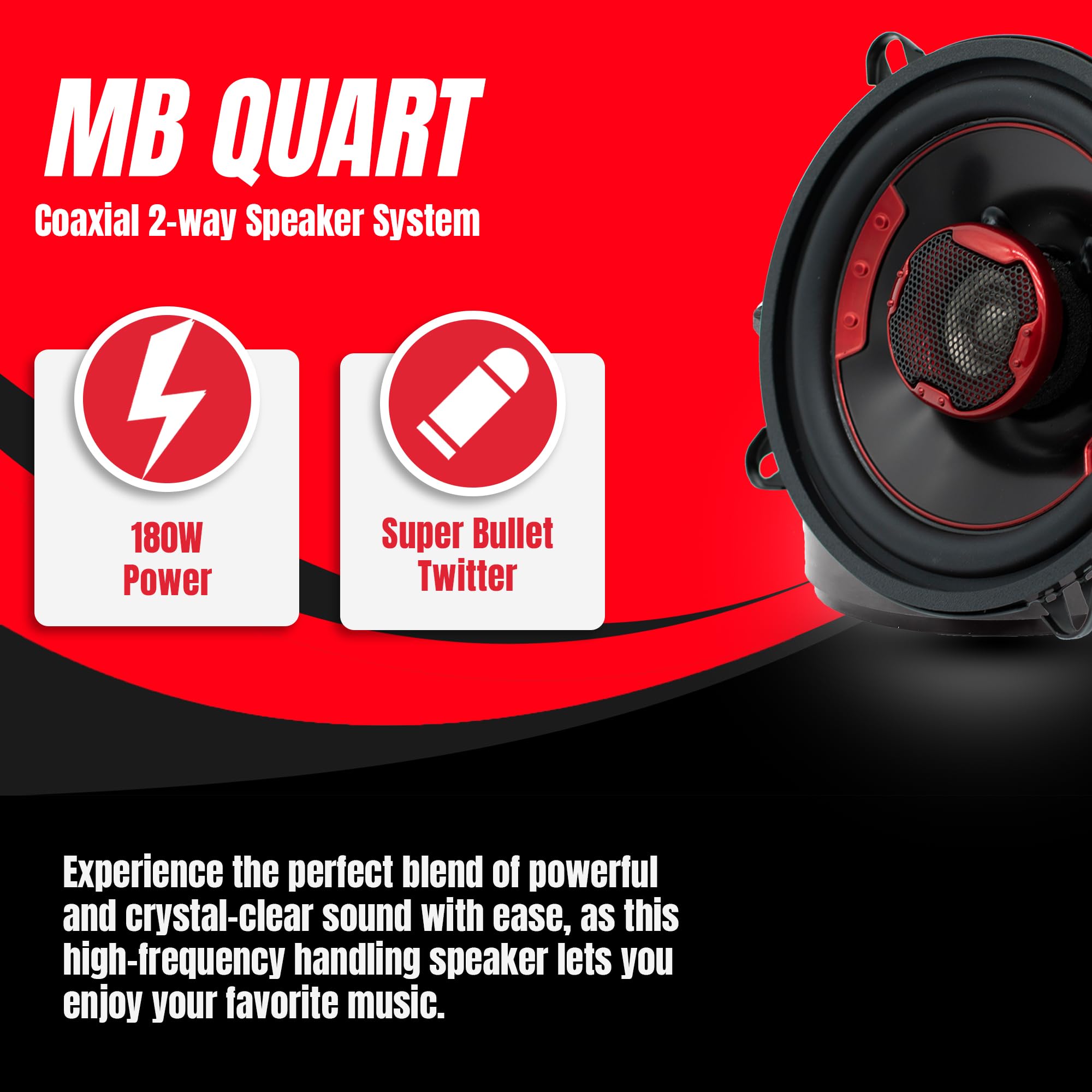 MB Quart XK2-113 5.25-Inch 180 Watt 2-Way Coaxial Speaker System for Premium Car Audio
