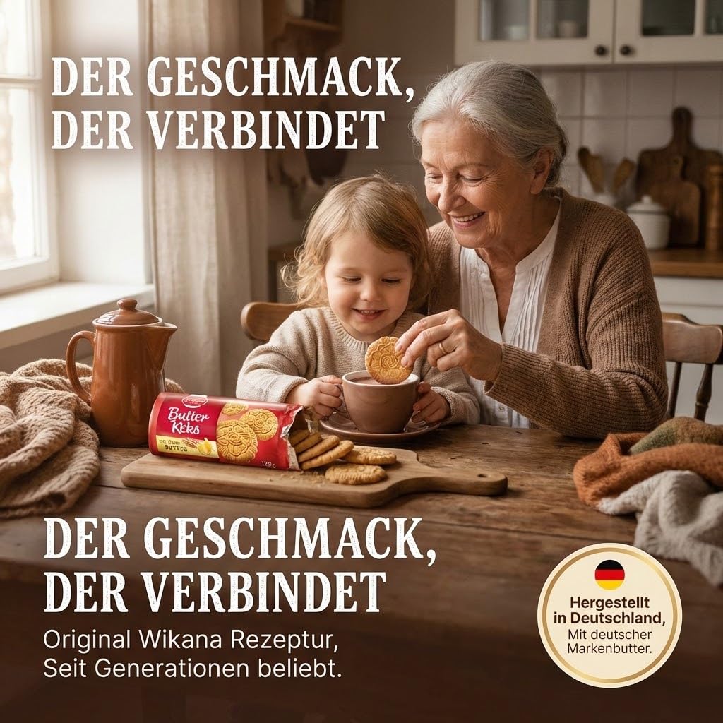 30x Wikana Butterkeks (3,75kg) – Knusprige Butterkekse im Vorratspack – Klassischer Keksgenuss für Kaffee & Pause – Ideal für Familien, Büro & Gastronomie
