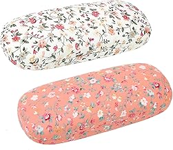 GOTRUST 2 Pcs Floral Glasses Case for Women Portable Flower Cloth Hard Case Floral Cloth Eyeglasses for Reading Glasses Small Sunglasses