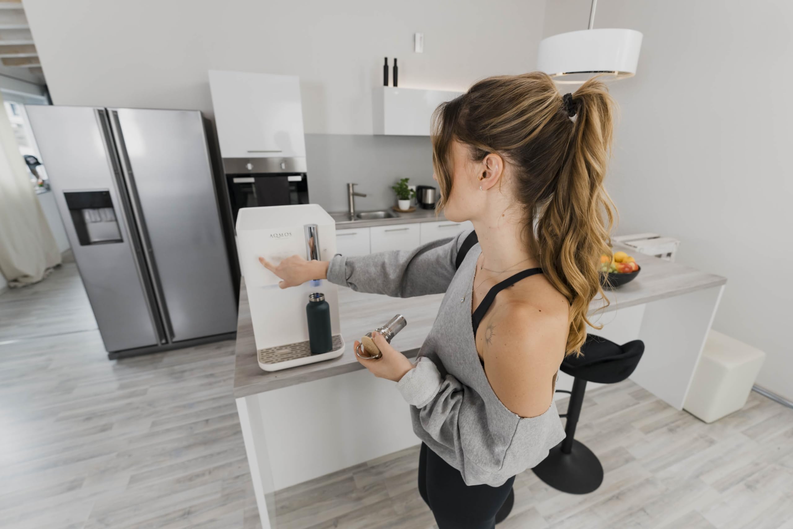 Aqmos Drinking Wasserspender Weiß – Premium Komplettsystem mit still & sprudelnd, 5–95 °C heiß & kalt, integrierte Umkehrosmose, Sensorbedienung, für Küche & Büro
