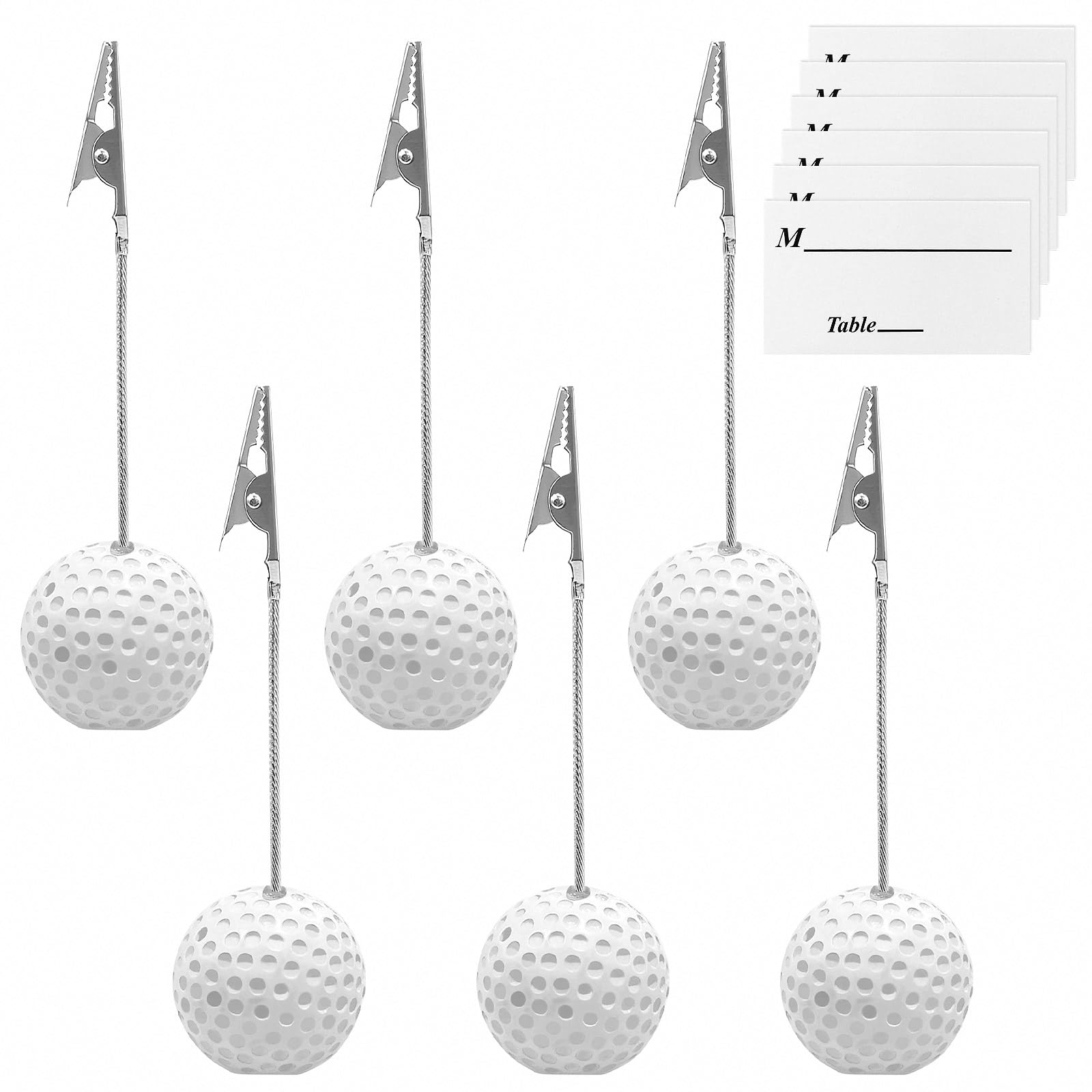 6Pcs Resin Golf Ball Alligator Clips Premium Golf Theme Table Decorations Party Supplies and Gift Card Holders 4.9 x 1.5 Inches