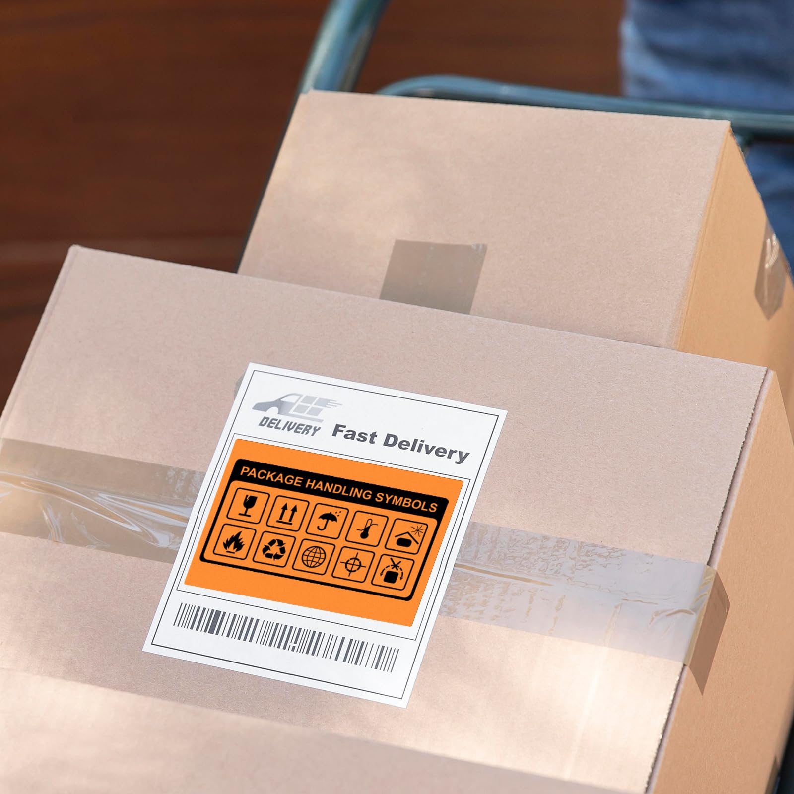 Lot de 250 étiquettes thermiques rectangulaires en vinyle imperméable pour code QR et adresse de bureau Orange 15,2 x 10,2 cm
