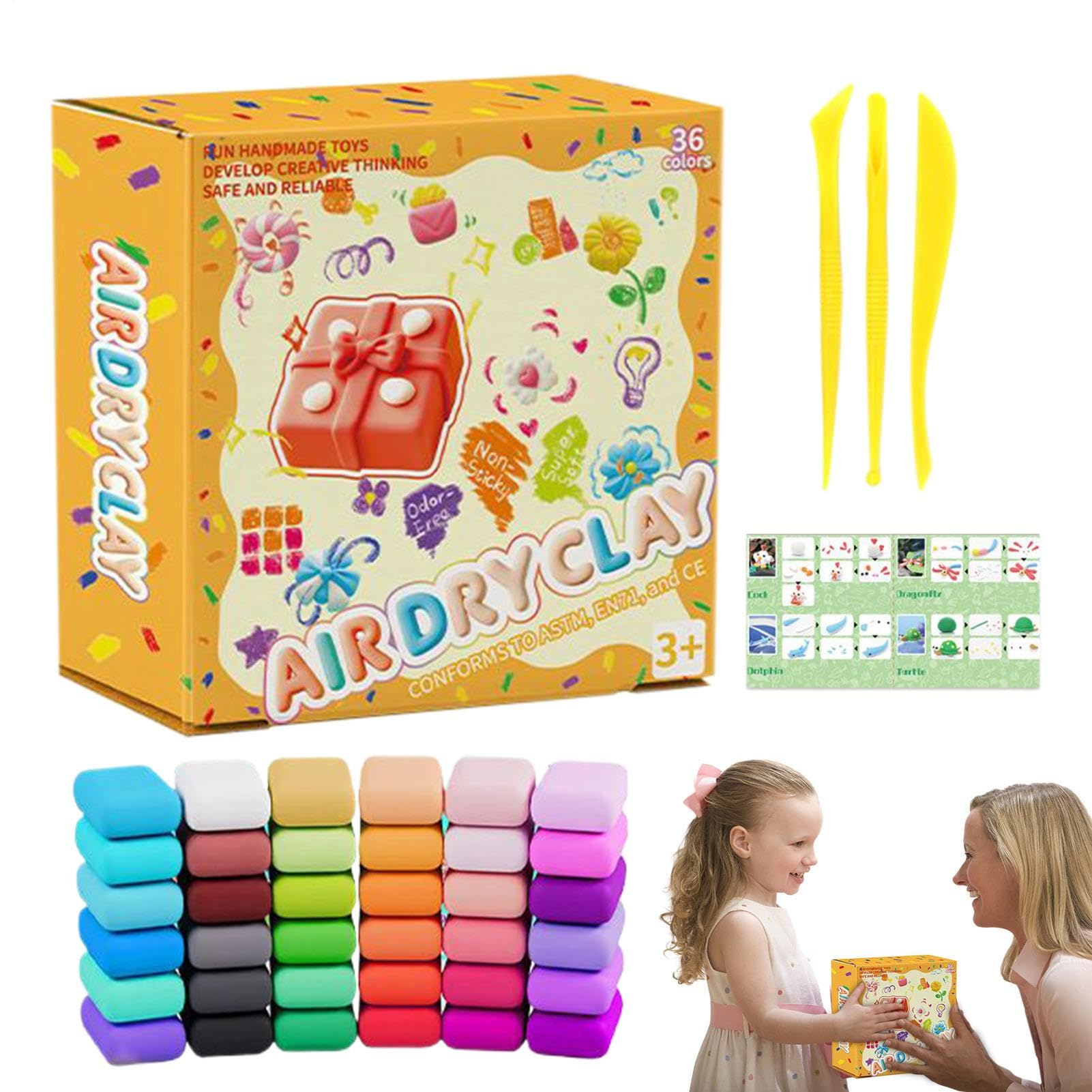 Pasta de modelado de secado al aire para esculturas infantiles y recuerdos de 36 colores