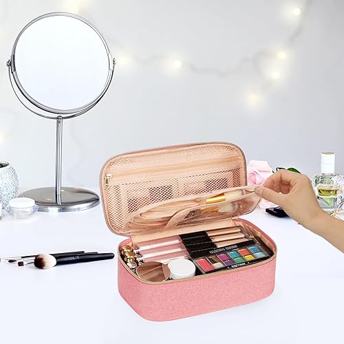 Miniatura 9 de OCHEAL Pequeña bolsa de cosméticos, bolsa portátil de maquillaje de viaje para mujeres y niñas, organizador de brochas de maquillaje, bolsas de