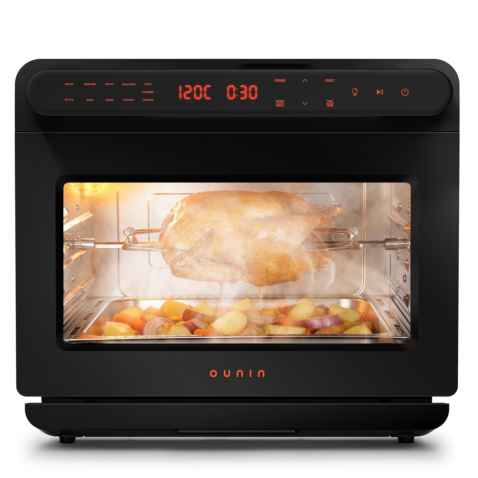 OUNIN Steam Oven 18L, 11-in-1 Air Fryer Oven with Steam Infusion, Dual Cook, Bake, Roast, Dehydrate & Self-Cleaning, 360° Even Heating, Easy to Use, Stainless Steel Inner, Space-saving Design — view 9