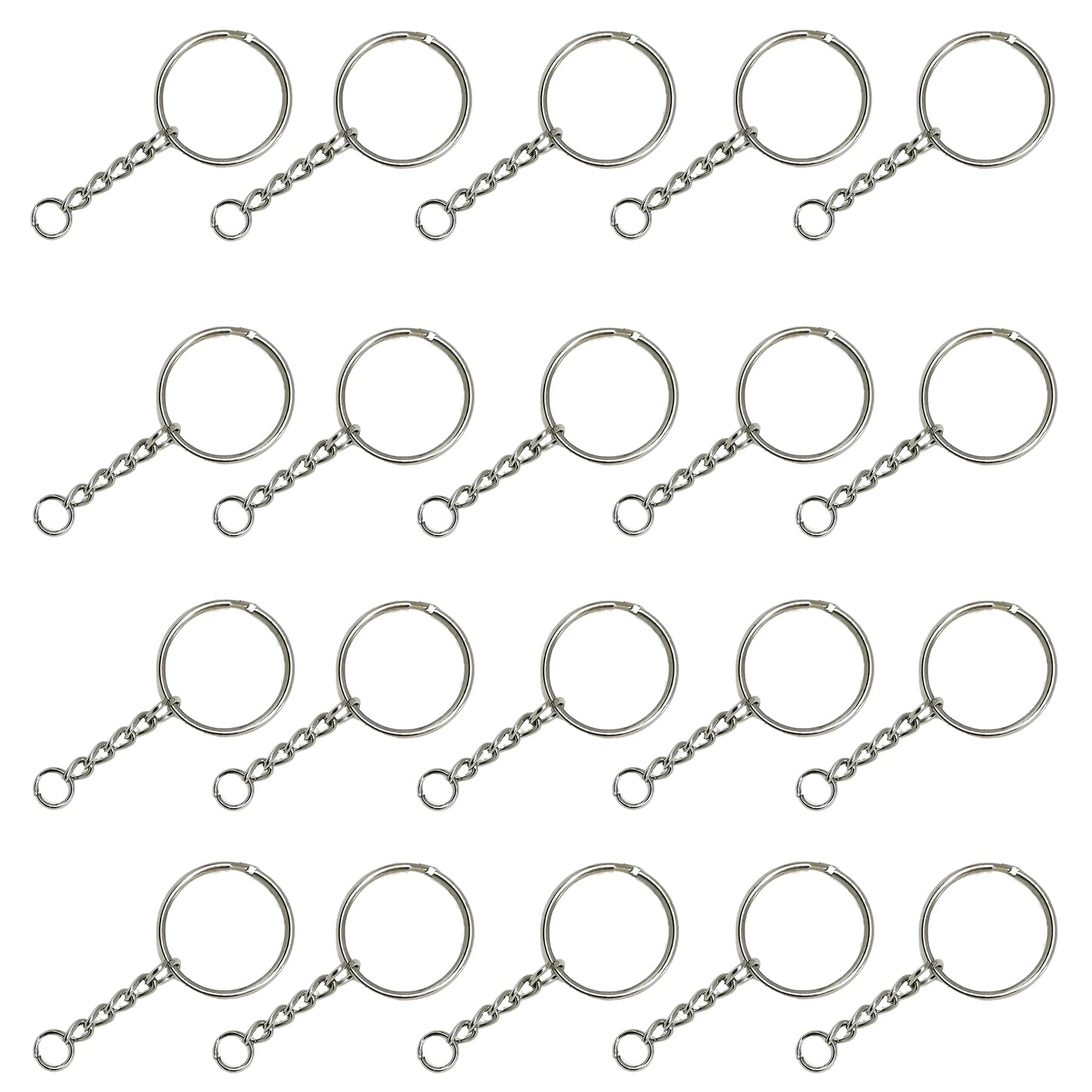 20 PCS 25mm Key Chain Rings Kit,Keyring Blanks Split,Key Ring Hoops with Chain,for Art Jewellery Making,DIY Craft,Keyring Making,Home Car Keychains