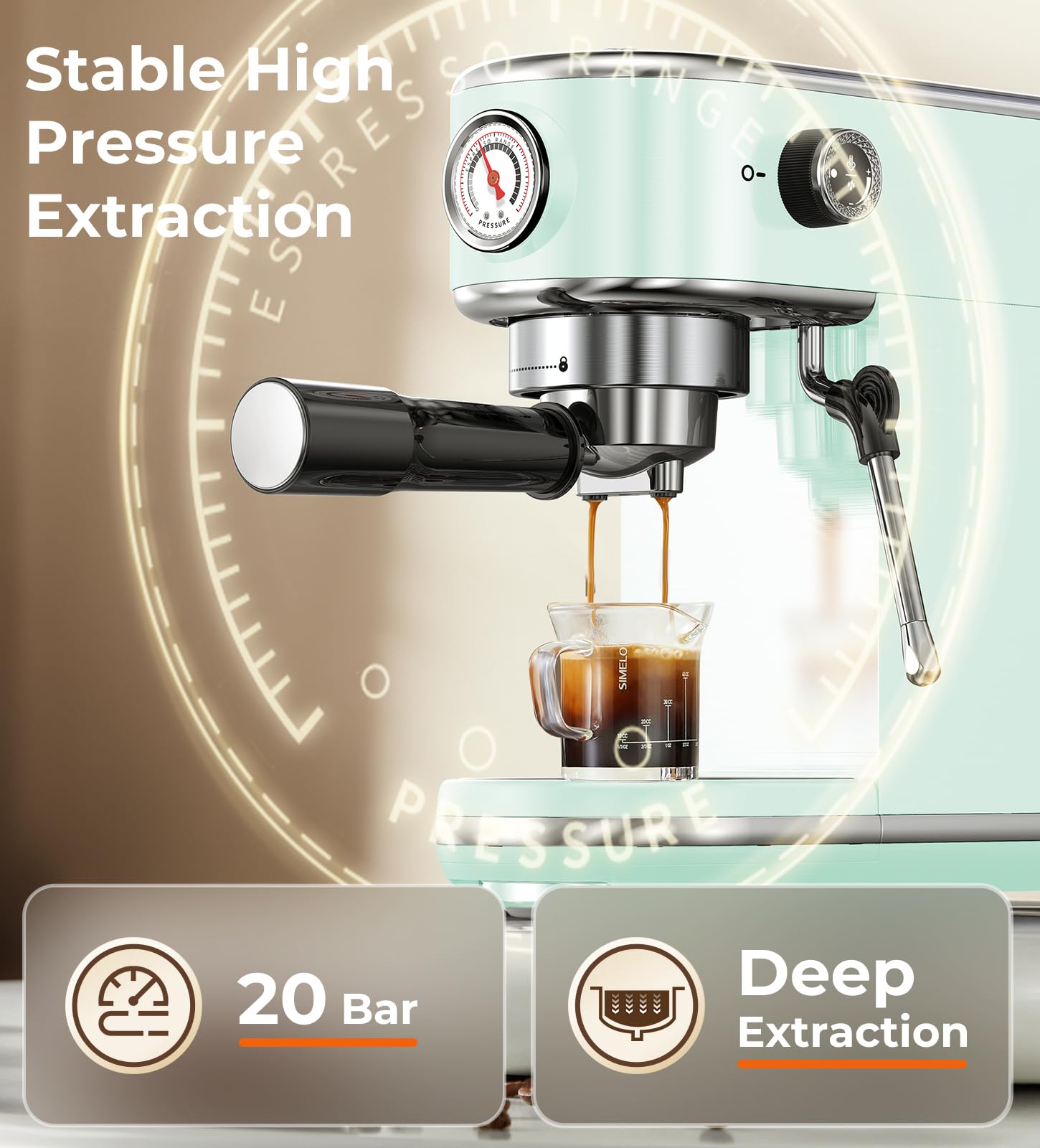 atatix Espresso Machine with Milk Frother, 20 Bar Pressure Espresso Maker view 4