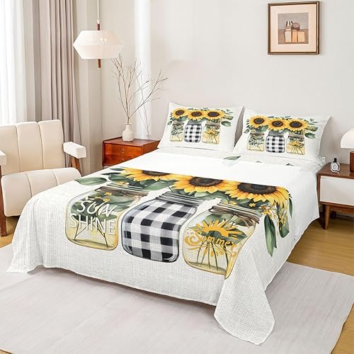 Miniatura 8 de Castle Fairy Daisy Florals Sheet Sets Full Size,Hippie Flowers Fitted Sheet Set,Kids Teens Bedroom Decor,70s Retro Floral Bed Sheets Set 4pcs(1 Baby