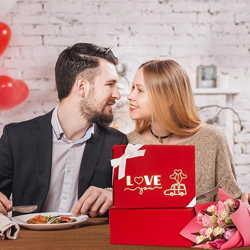 Miniatura 3 de GINLEBO Caja de regalo de Navidad de 9.8 x 7.2 x 4 pulgadas, caja de regalo roja con tapa magnética y cinta, caja de regalo para Navidad,