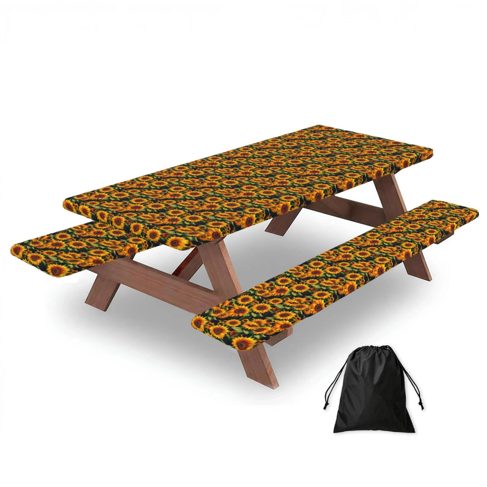 AYYQWE Beautiful Sunflower Print Picnic Table Bench Cover Outdoor Garden Party Decor Daily Accessory Gift